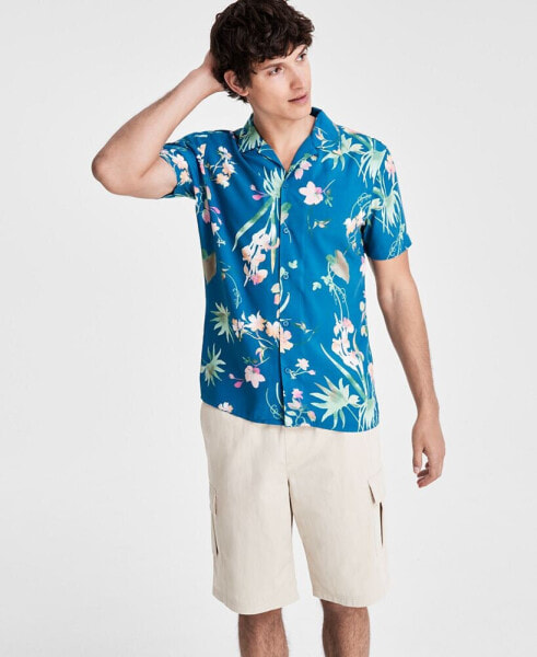 Men's Antonio Regular-Fit Floral Button-Down Camp Shirt, Created for Macy's