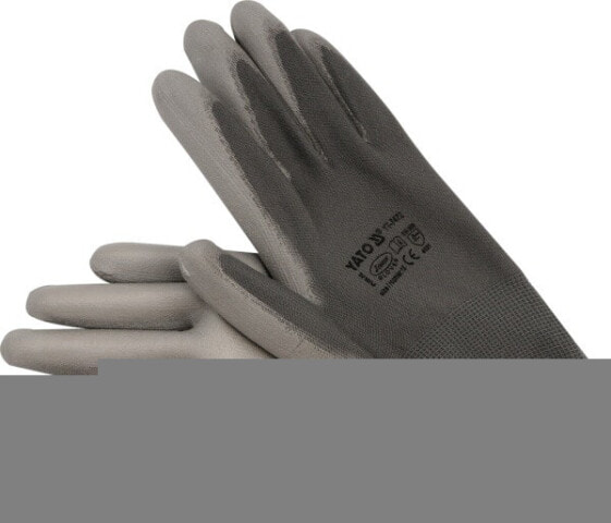 Перчатки защитные Yato NYLON/PU серые 10" 7472