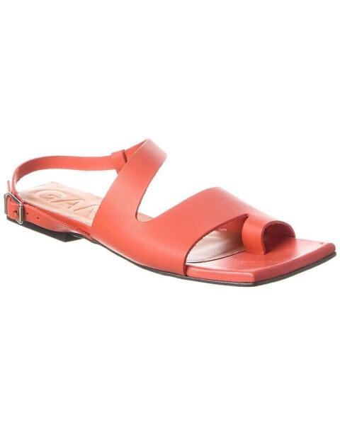 Ganni Asymmetrical Leather Sandal Women's Red 36