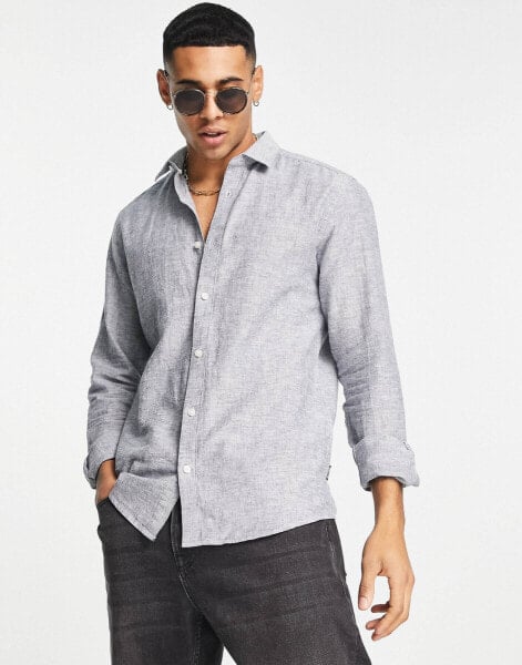 ONLY & SONS linen mix shirt in light blue