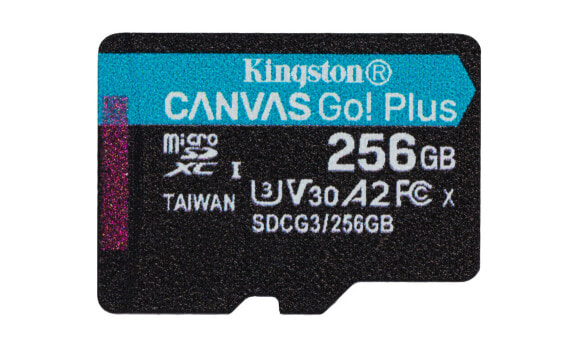 Kingston Canvas Go! Plus - 256 GB - MicroSD - Class 10 - UHS-I - 170 MB/s - 90 MB/s - высокоскоростная карта памяти