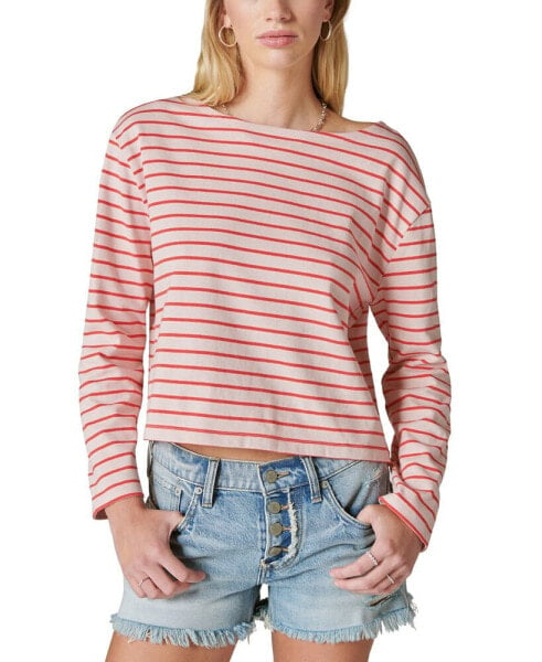 Women's Breton Striped Cotton Long-Sleeve T-Shirt