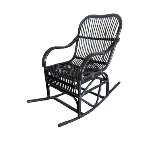 Rocking Chair Romimex Black Rattan 55 x 105 x 90 cm