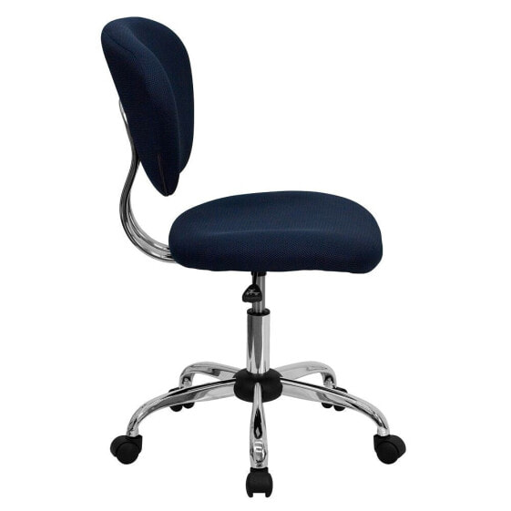 Mid-Back Navy Mesh Swivel Task Chair With Chrome Base