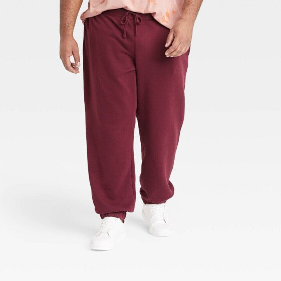 Goodfellow Mens Burgundy Cotton Fleece Jogger Pants Drawstring plus Size 4XLT