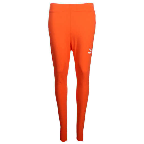 Puma Classics Brand Love Leggings Womens Orange Athletic Casual 62310260