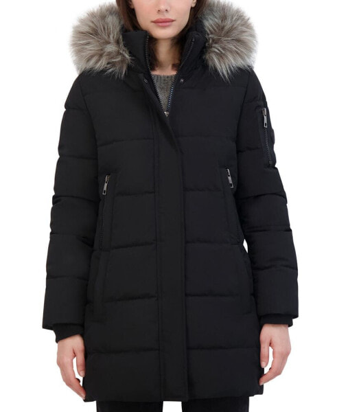 Women's Faux-Fur-Trim Hooded Puffer Coat