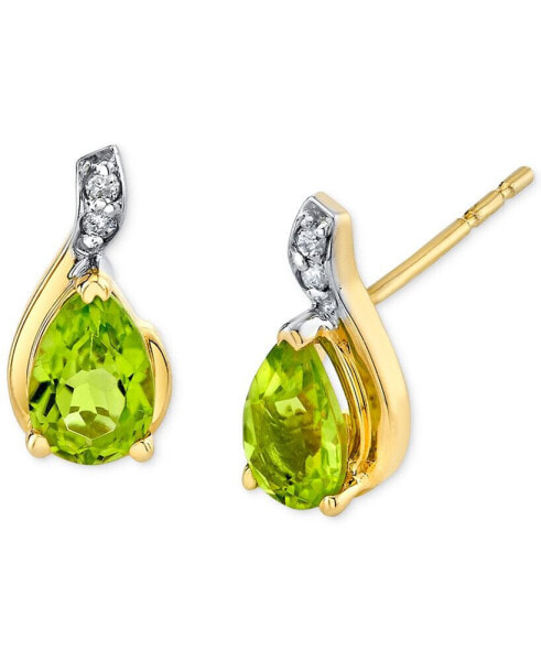 Peridot (7/8 ct. tw.) & Diamond Accent Pear Stud Earrings in 14k Gold