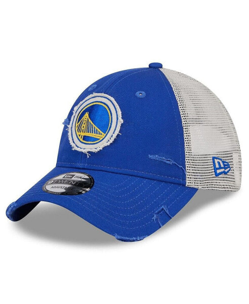 Men's Royal Golden State Warriors 2024 NBA All-Star Game Rally Drive Distressed Patch 9TWENTY Trucker Adjustable Hat