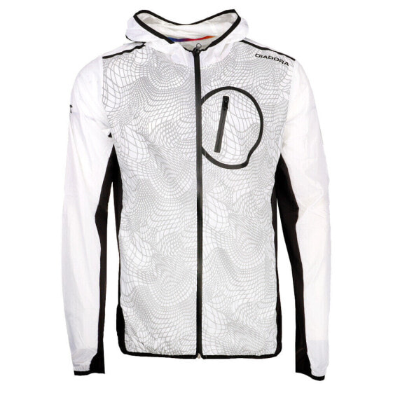 Diadora Bright Graphic Full Zip Jacket Mens White Casual Athletic Outerwear 1705