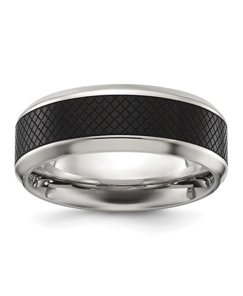 Stainless Steel Textured Black IP-plated Center Band Ring