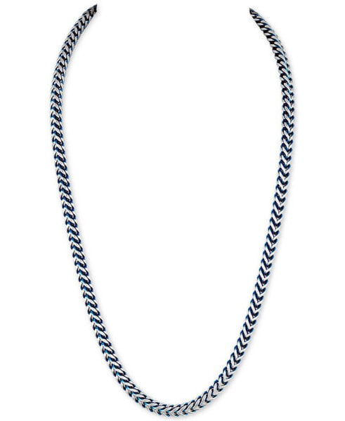 Fox Chain Necklace in Stainless Steel and Blue Ion-Plate, Created for Macy's