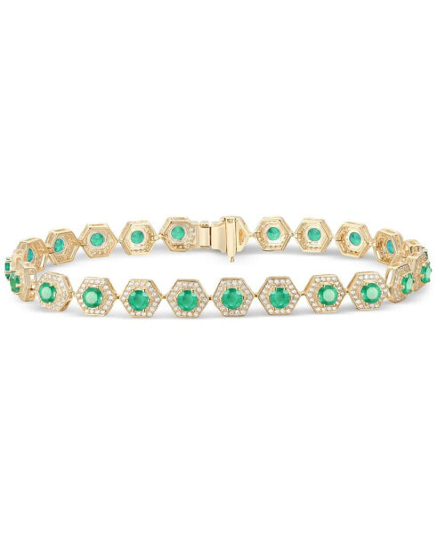 Gemstone & Diamond Halo Hexagon Flex Bracelet