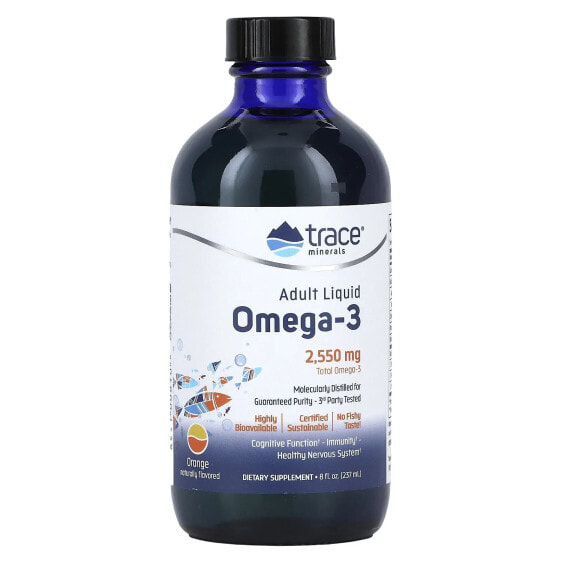 Жидкий Омега-3 для взрослых, апельсиновый, 2,550 мг, 8 жид. унц. (237 мл) Trace Minerals ®