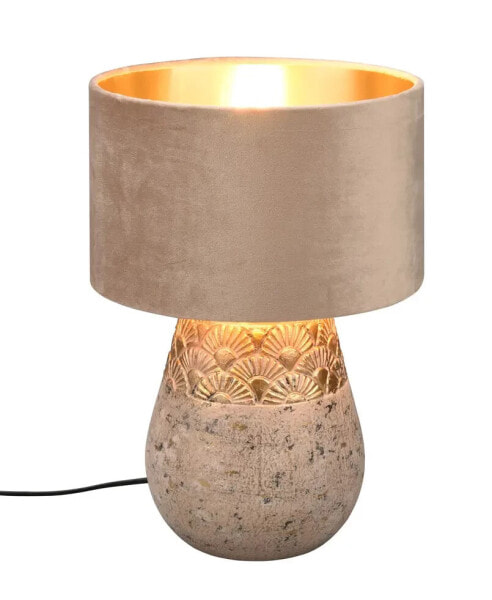 Tischlampe Nachttisch Samt Beige Gold