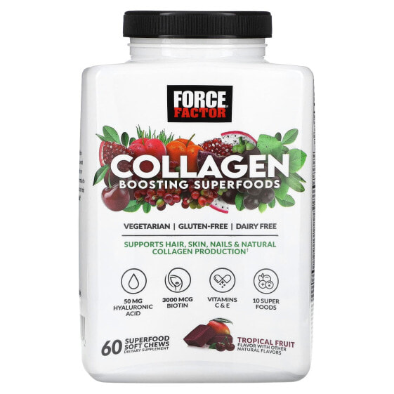 БАД Force Factor Коллаген Boosting Superfoods с тропическими фруктами, 60 жевательных пастилок