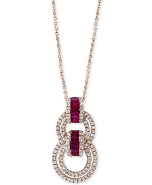 EFFY® Ruby (5/8 ct. t.w.) & Diamond (1/2 ct. t.w.) 18" Pendant Necklace in 14k Rose Gold