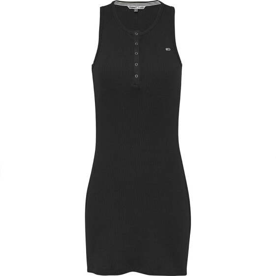 TOMMY JEANS Essential Rib Button Sleeveless Short Dress