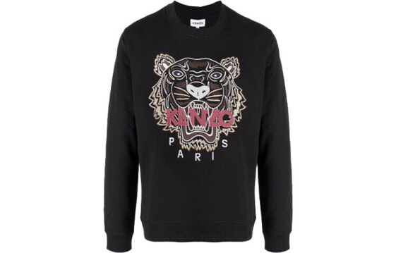 Худи мужское KENZO FW21 черное с вышивкой тигра