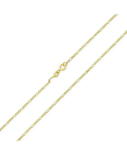 Thin Lightweight 1.2MM Strong Solid 14K Yellow Gold OverlaySterling Silver Figaro Link Chain Necklace For Women 18 Inch