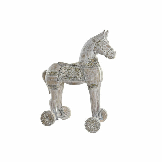 Статуэтка Декоративная фигура DKD Home Decor Лошадь Отделка состаренная Золото Белый Железо Дерево альбазии (42 x 22 x 49 см)