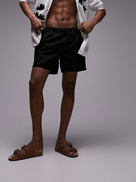 Topman mid length swim short in black