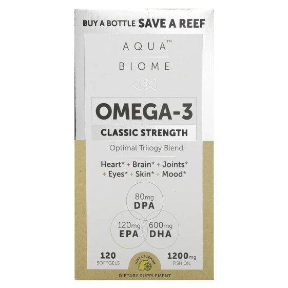 Omega-3, Classic Strength, Lemon, 1,200 mg, 120 Softgels (600 mg per Softgel)