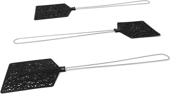 Hausfelder Pro Fly Swatter Сверхпрочная и стабильная мухобойка для рук от насекомых, таких как мухи и комары (набор из 3 шт.) В черном цвете