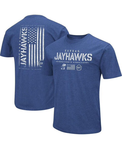 Men's Royal Distressed Kansas Jayhawks OHT Military-Inspired Appreciation Flag 2.0 T-shirt