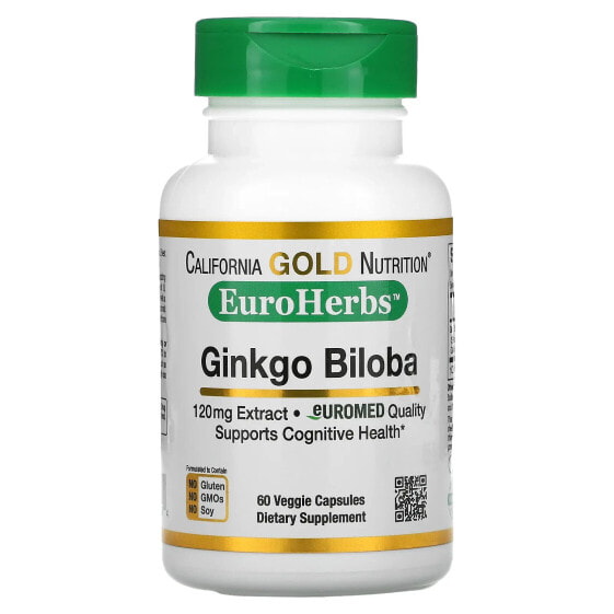 Травяной препарат California Gold Nutrition Гинкго Билоба 120 мг, 60 капсул
