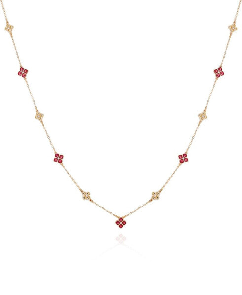 T Tahari gold-Tone Rose Glass Stones Long Necklace, 36" + 3" Extender