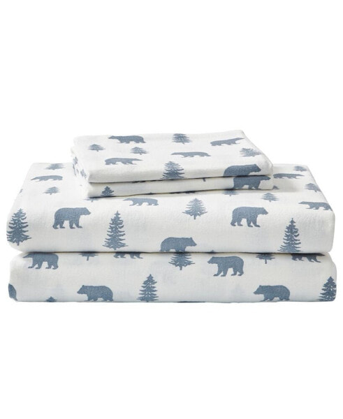 Printed Cotton Flannel 3-Piece Sheet Set, Twin