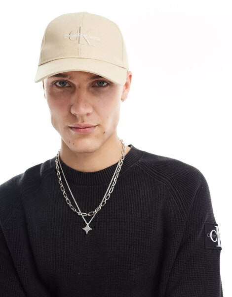 Calvin Klein Jeans logo cap in beige