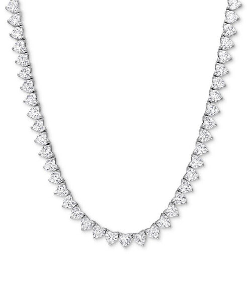 Lab-Grown White Sapphire Heart 18" Tennis Necklace (31-1/5 ct. t.w.) in Sterling Silver