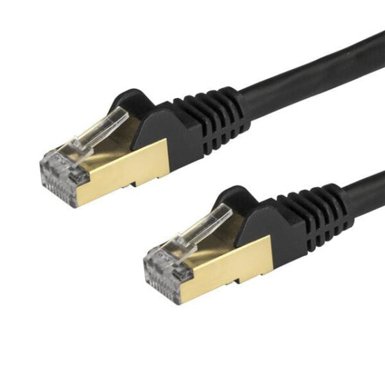 StarTech.com 1m CAT6a Ethernet Cable - 10 Gigabit Shielded Snagless RJ45 100W PoE Patch Cord - 10GbE STP Network Cable w/Strain Relief - Black Fluke Tested/Wiring is UL Certified/TIA - 1 m - Cat6a - U/FTP (STP) - RJ-45 - RJ-45