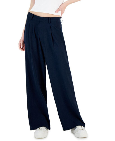 Juniors' Airflow Pleated Wide-Leg Trousers