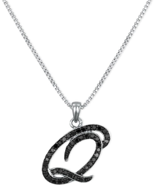 Sterling Silver Necklace, Black Diamond "Q" Initial Pendant (1/4 ct. t.w.)