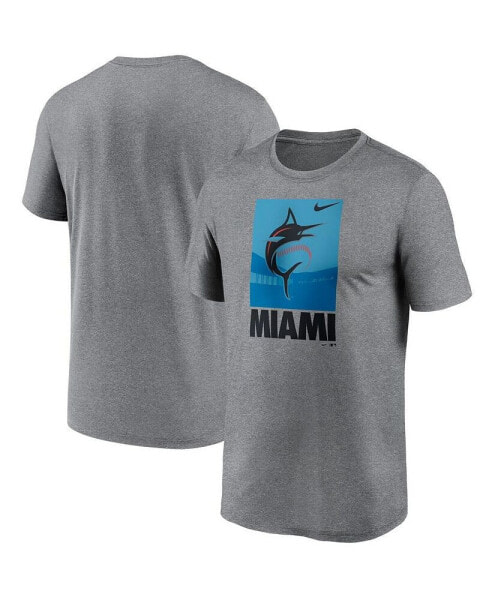 Men's Heathered Gray Miami Marlins Local Logo Legend Performance T-shirt