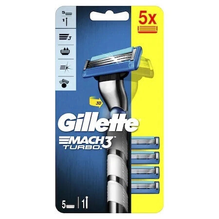 Gillette March 3 Turbo Shaver  Мужской станок для бритья + Сменные лезвия 5 шт.