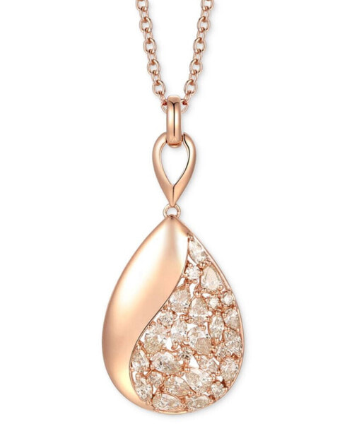 Nude Diamond Teardrop Mixed Cut Cluster Adjustable 20" Pendant Necklace (1-1/4 ct. t.w.) in 14k Rose Gold