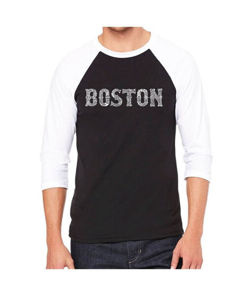 Boston Neighborhoods Men's Raglan Word Art T-shirt