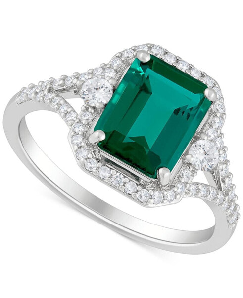 Кольцо Macy's Lab-Grown Emerald & White Sapphire.