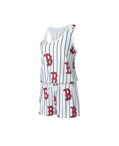 Women's White Boston Red Sox Reel Pinstripe Knit Romper