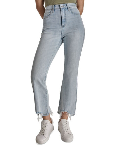 Women's High-Rise Destructed-Hem Jeans