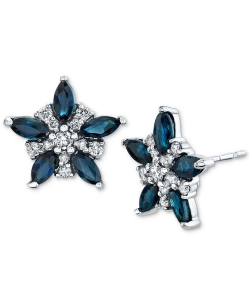 Серьги Macys Sapphire & Diamond Flower