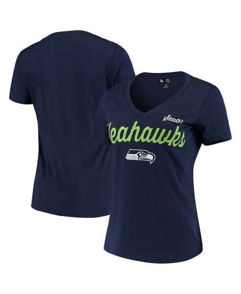 Women's College Navy Seattle Seahawks Post Season V-Neck T-shirt