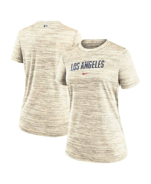 Women's Cream Los Angeles Dodgers 2024 City Connect Authentic Collection Practice Velocity Performance T-Shirt