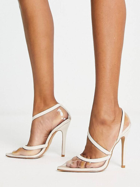 Be Mine Bridal Amila strap detail heeled shoes in cream
