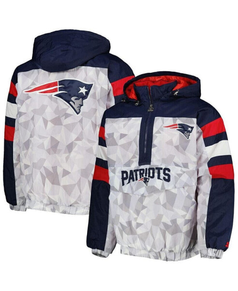 Куртка с капюшоном Starter мужская белая, синяя New England Patriots Thursday Night Gridiron Raglan Half-Zip