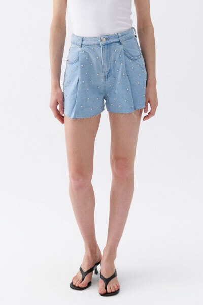 Women's Dart Detailed Denim Shorts